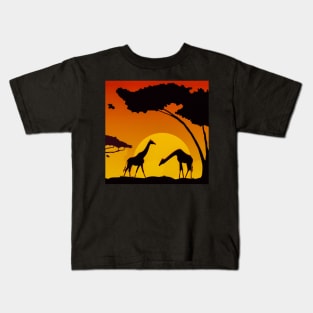 Giraffes in African Savanna Landscape Kids T-Shirt